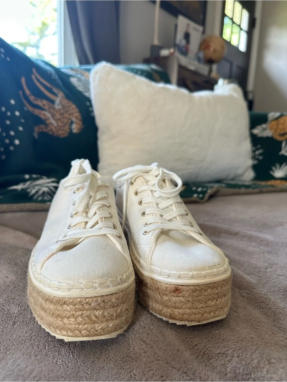 H&M Cream Canvas Platform Espadrille Sneakers